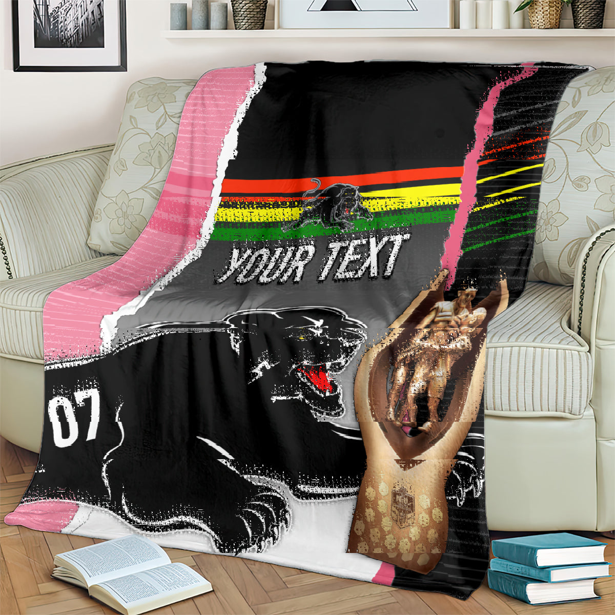 personalised-panther-rugby-nrl-premiers-blanket-panther-pride-black-pink-sporty-vibe