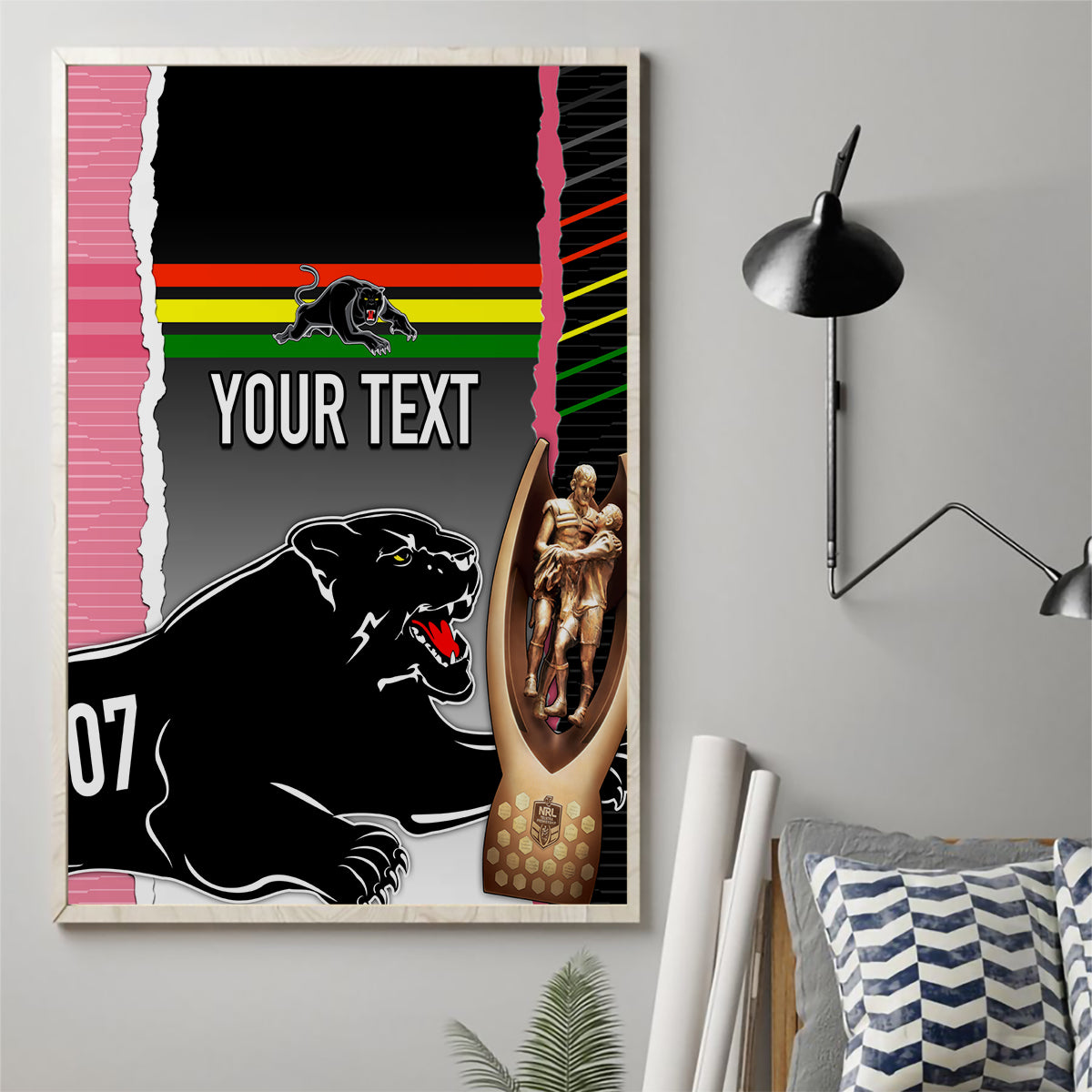 personalised-panther-rugby-nrl-premiers-canvas-wall-art-panther-pride-black-pink-sporty-vibe