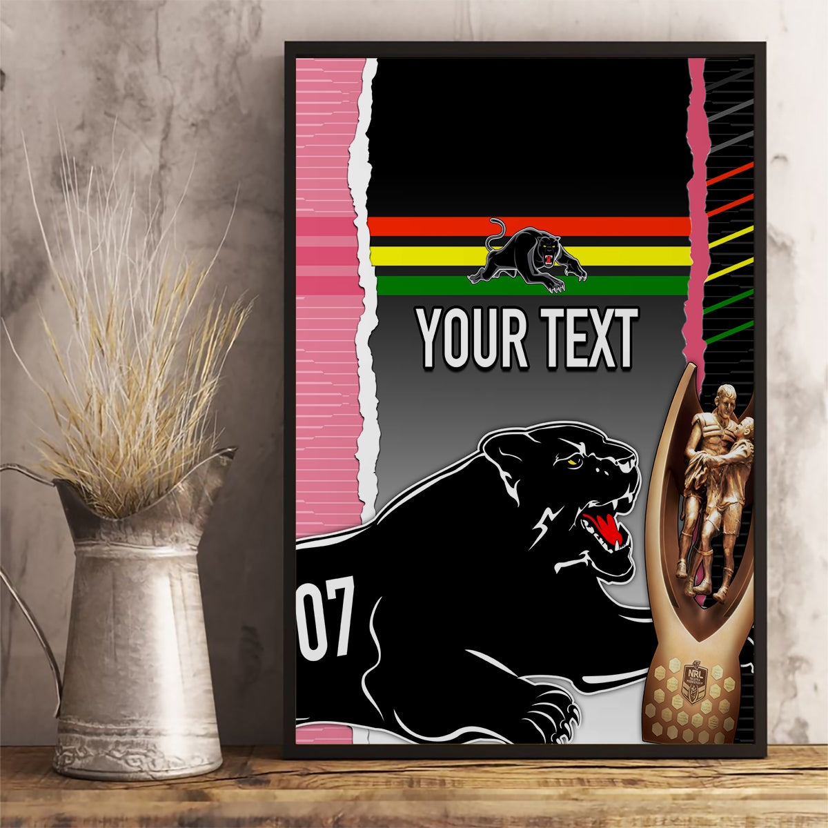personalised-panther-rugby-nrl-premiers-canvas-wall-art-panther-pride-black-pink-sporty-vibe