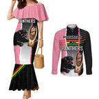 personalised-panther-rugby-nrl-premiers-couples-matching-mermaid-dress-and-long-sleeve-button-shirts-panther-pride-black-pink-sporty-vibe
