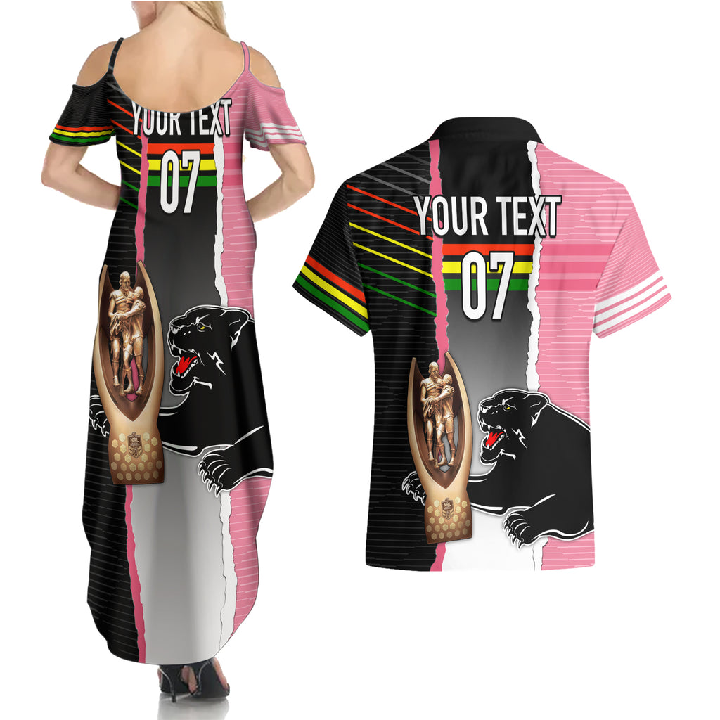 personalised-panther-rugby-nrl-premiers-couples-matching-summer-maxi-dress-and-hawaiian-shirt-panther-pride-black-pink-sporty-vibe