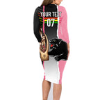 personalised-panther-rugby-nrl-premiers-family-matching-long-sleeve-bodycon-dress-and-hawaiian-shirt-panther-pride-black-pink-sporty-vibe