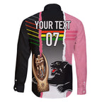 personalised-panther-rugby-nrl-premiers-family-matching-off-shoulder-maxi-dress-and-hawaiian-shirt-panther-pride-black-pink-sporty-vibe