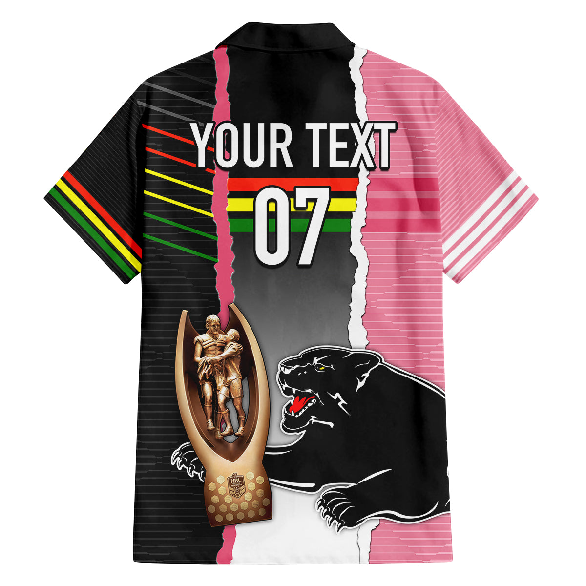 personalised-panther-rugby-nrl-premiers-family-matching-summer-maxi-dress-and-hawaiian-shirt-panther-pride-black-pink-sporty-vibe