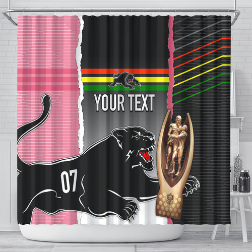 personalised-panther-rugby-nrl-premiers-shower-curtain-panther-pride-black-pink-sporty-vibe