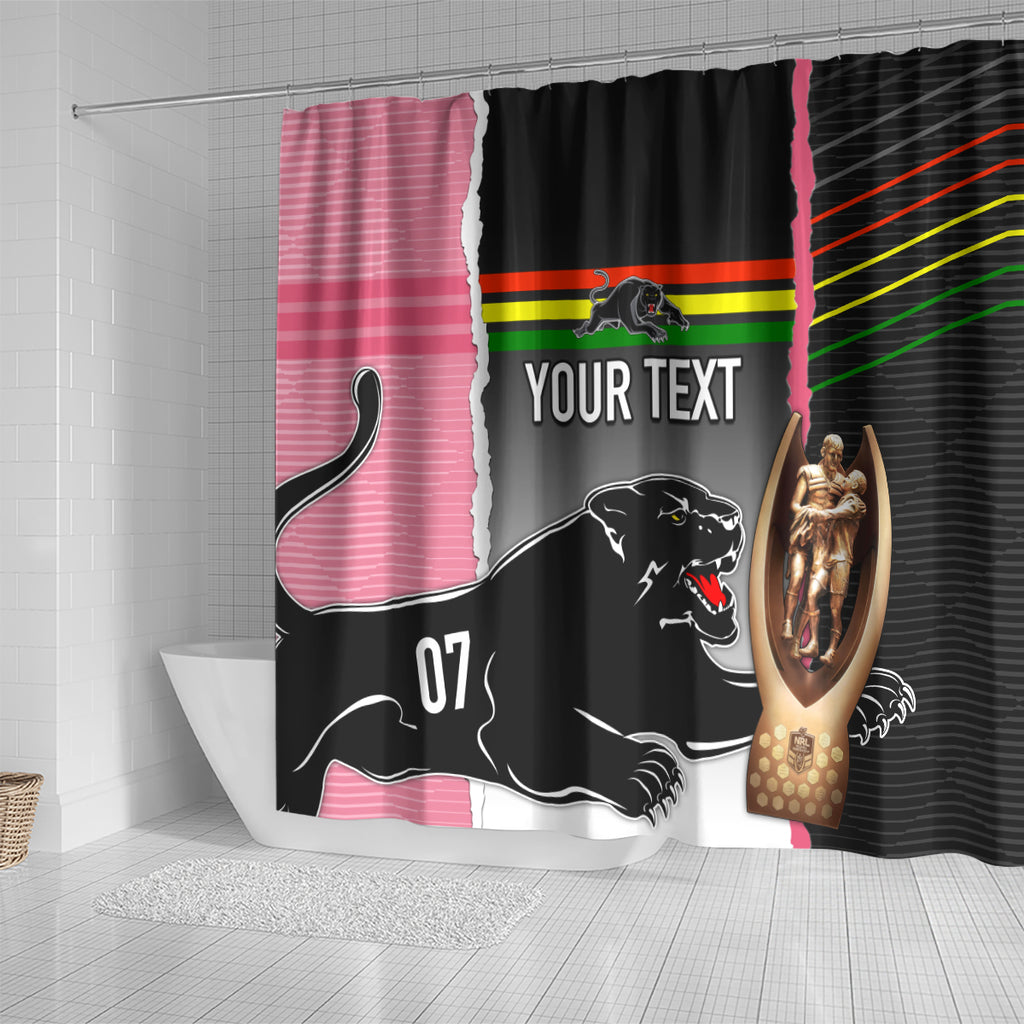 personalised-panther-rugby-nrl-premiers-shower-curtain-panther-pride-black-pink-sporty-vibe