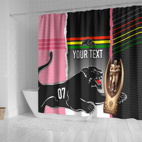 personalised-panther-rugby-nrl-premiers-shower-curtain-panther-pride-black-pink-sporty-vibe