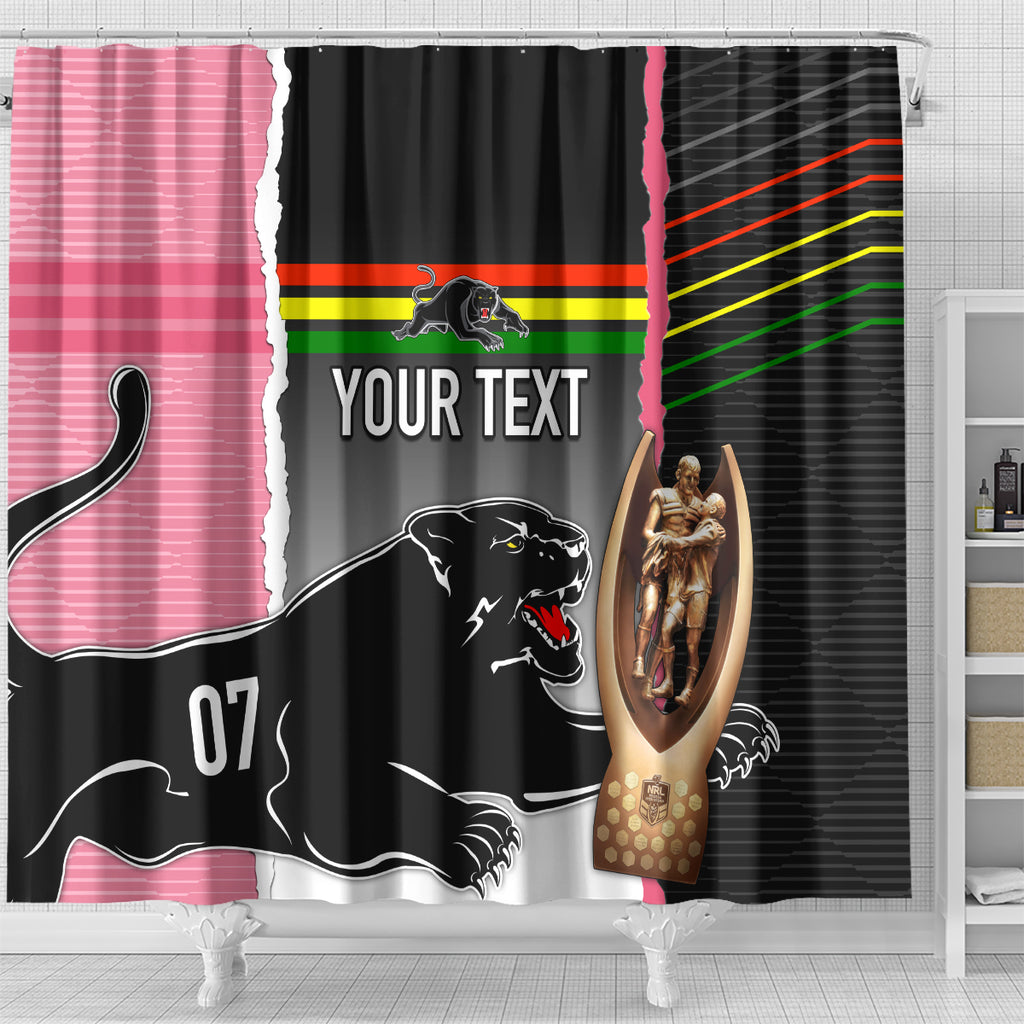 personalised-panther-rugby-nrl-premiers-shower-curtain-panther-pride-black-pink-sporty-vibe