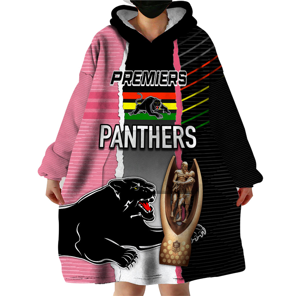personalised-panther-rugby-nrl-premiers-wearable-blanket-hoodie-panther-pride-black-pink-sporty-vibe
