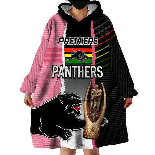 personalised-panther-rugby-nrl-premiers-wearable-blanket-hoodie-panther-pride-black-pink-sporty-vibe