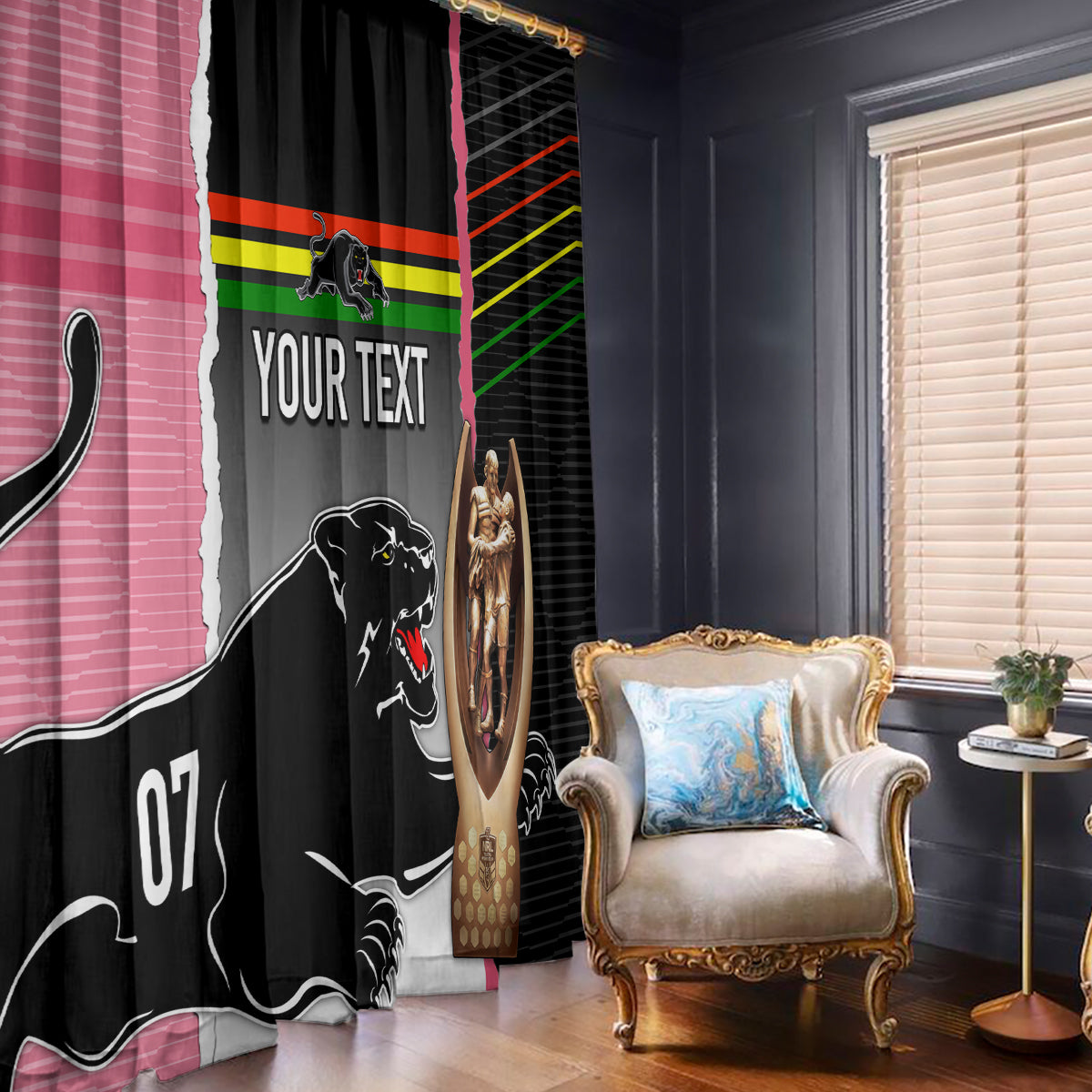 personalised-panther-rugby-nrl-premiers-window-curtain-panther-pride-black-pink-sporty-vibe