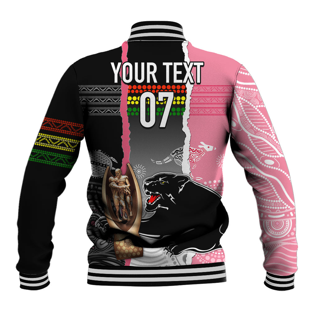 personalised-panther-rugby-nrl-premiers-baseball-jacket-panther-pride-black-pink-aboriginal-mix-art