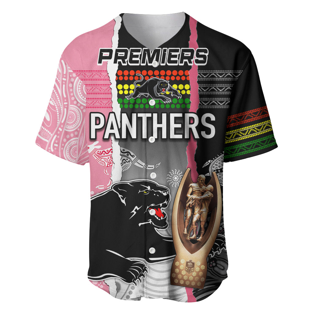 personalised-panther-rugby-nrl-premiers-baseball-jersey-panther-pride-black-pink-aboriginal-mix-art