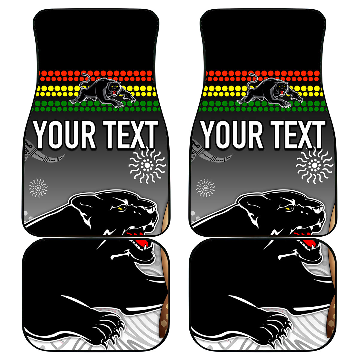 personalised-panther-rugby-nrl-premiers-car-mats-panther-pride-black-pink-aboriginal-mix-art