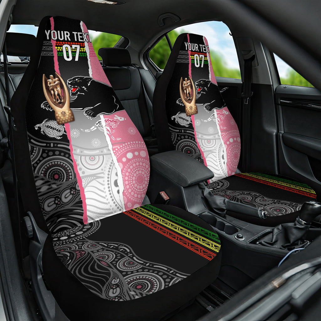 personalised-panther-rugby-nrl-premiers-car-seat-cover-panther-pride-black-pink-aboriginal-mix-art