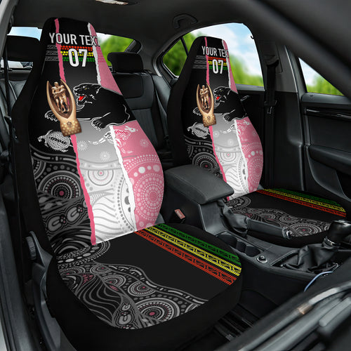 personalised-panther-rugby-nrl-premiers-car-seat-cover-panther-pride-black-pink-aboriginal-mix-art