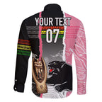 personalised-panther-rugby-nrl-premiers-family-matching-long-sleeve-bodycon-dress-and-hawaiian-shirt-panther-pride-black-pink-aboriginal-mix-art