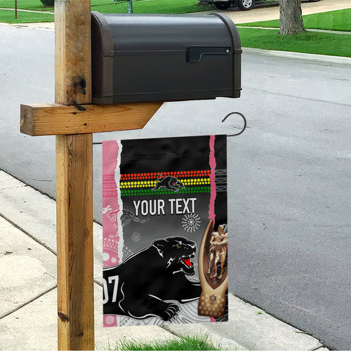 personalised-panther-rugby-nrl-premiers-garden-flag-panther-pride-black-pink-aboriginal-mix-art