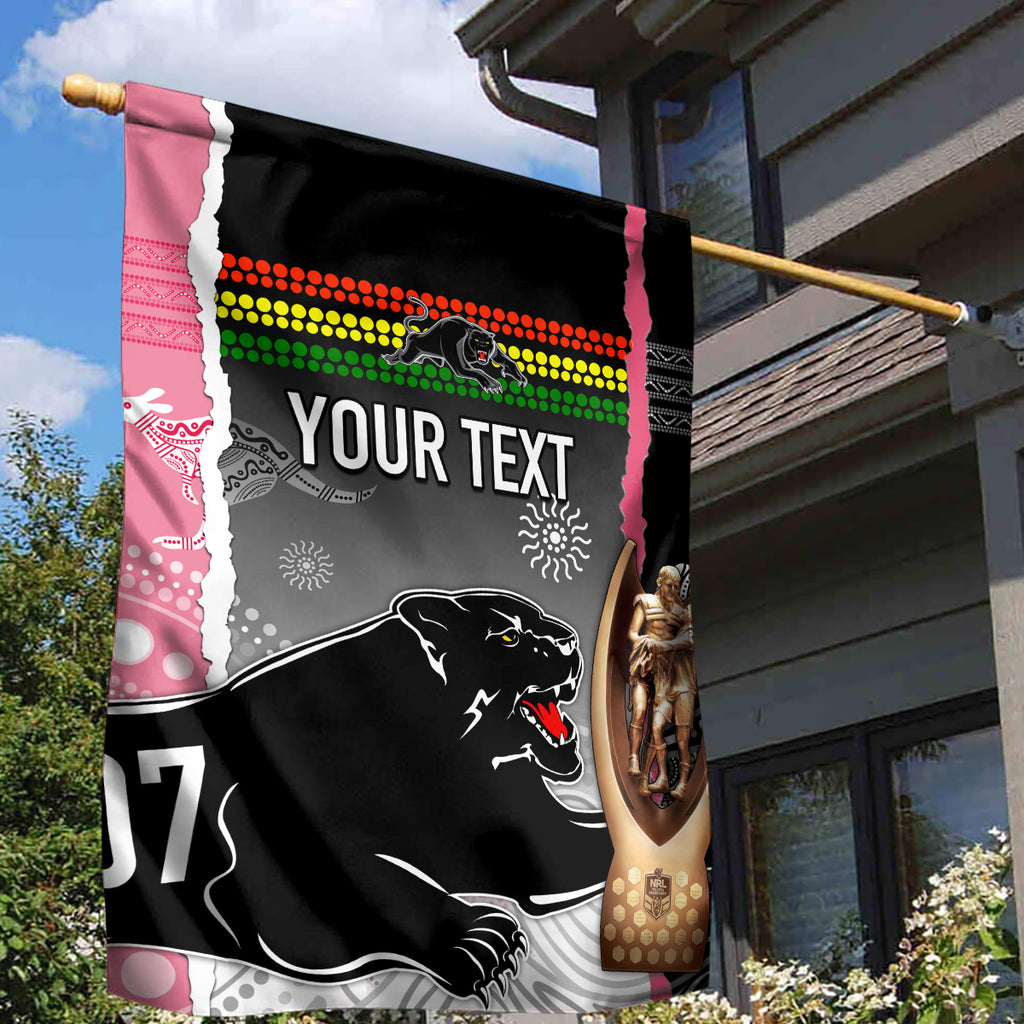 personalised-panther-rugby-nrl-premiers-garden-flag-panther-pride-black-pink-aboriginal-mix-art