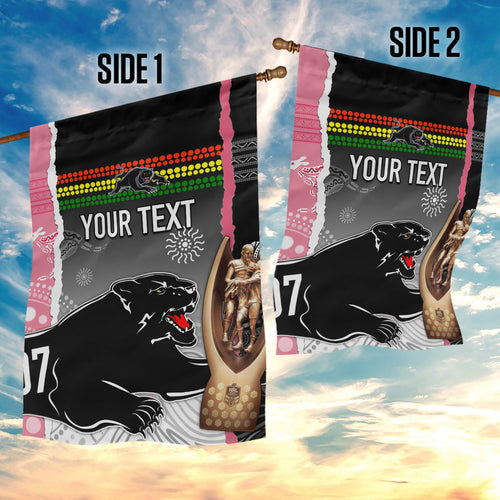 personalised-panther-rugby-nrl-premiers-garden-flag-panther-pride-black-pink-aboriginal-mix-art