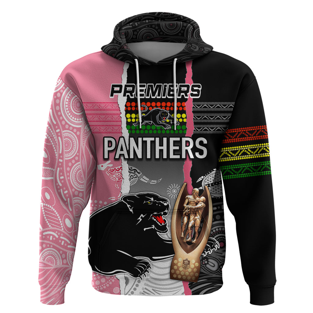 personalised-panther-rugby-nrl-premiers-hoodie-panther-pride-black-pink-aboriginal-mix-art