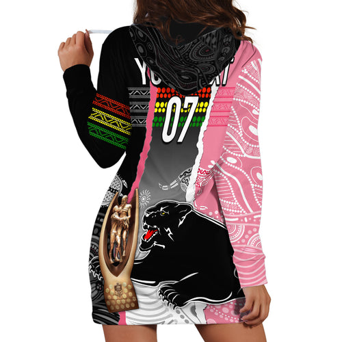 personalised-panther-rugby-nrl-premiers-hoodie-dress-panther-pride-black-pink-aboriginal-mix-art