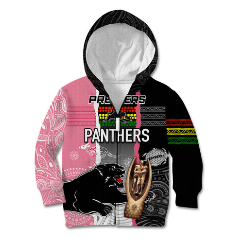 personalised-panther-rugby-nrl-premiers-kid-hoodie-panther-pride-black-pink-aboriginal-mix-art