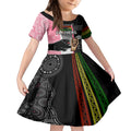 personalised-panther-rugby-nrl-premiers-kid-short-sleeve-dress-panther-pride-black-pink-aboriginal-mix-art