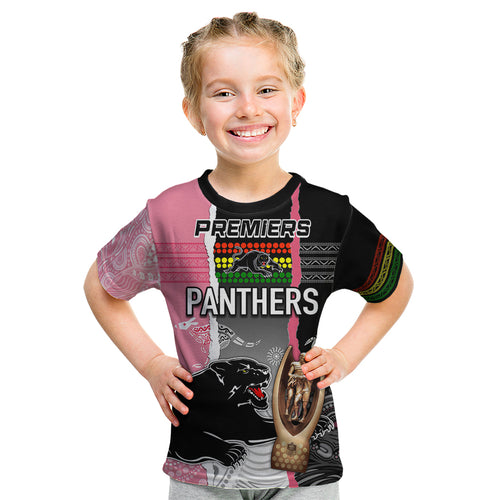personalised-panther-rugby-nrl-premiers-kid-t-shirt-panther-pride-black-pink-aboriginal-mix-art