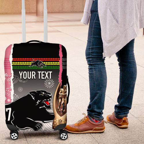 personalised-panther-rugby-nrl-premiers-luggage-cover-panther-pride-black-pink-aboriginal-mix-art