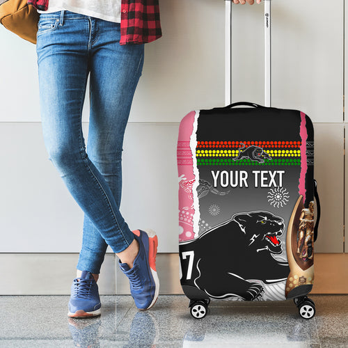 personalised-panther-rugby-nrl-premiers-luggage-cover-panther-pride-black-pink-aboriginal-mix-art