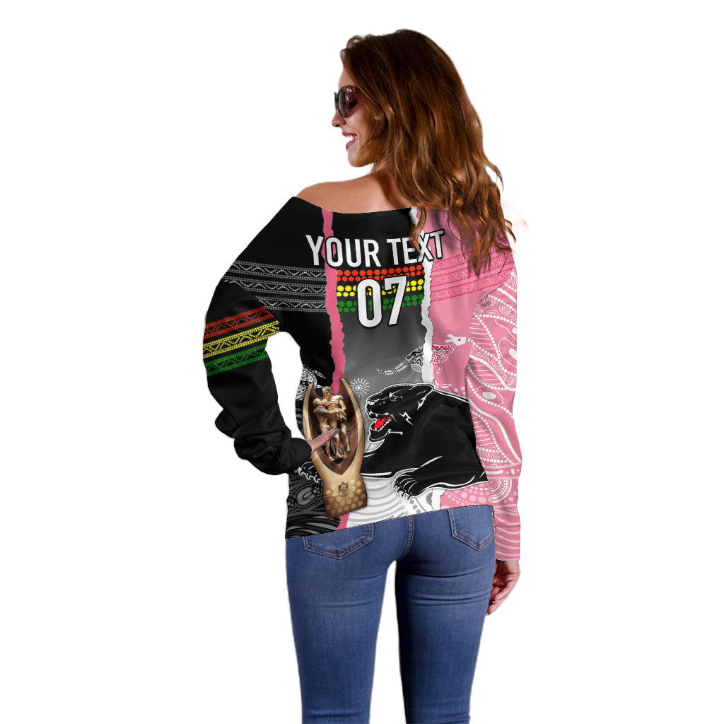 personalised-panther-rugby-nrl-premiers-off-shoulder-sweater-panther-pride-black-pink-aboriginal-mix-art