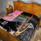 personalised-panther-rugby-nrl-premiers-quilt-panther-pride-black-pink-aboriginal-mix-art