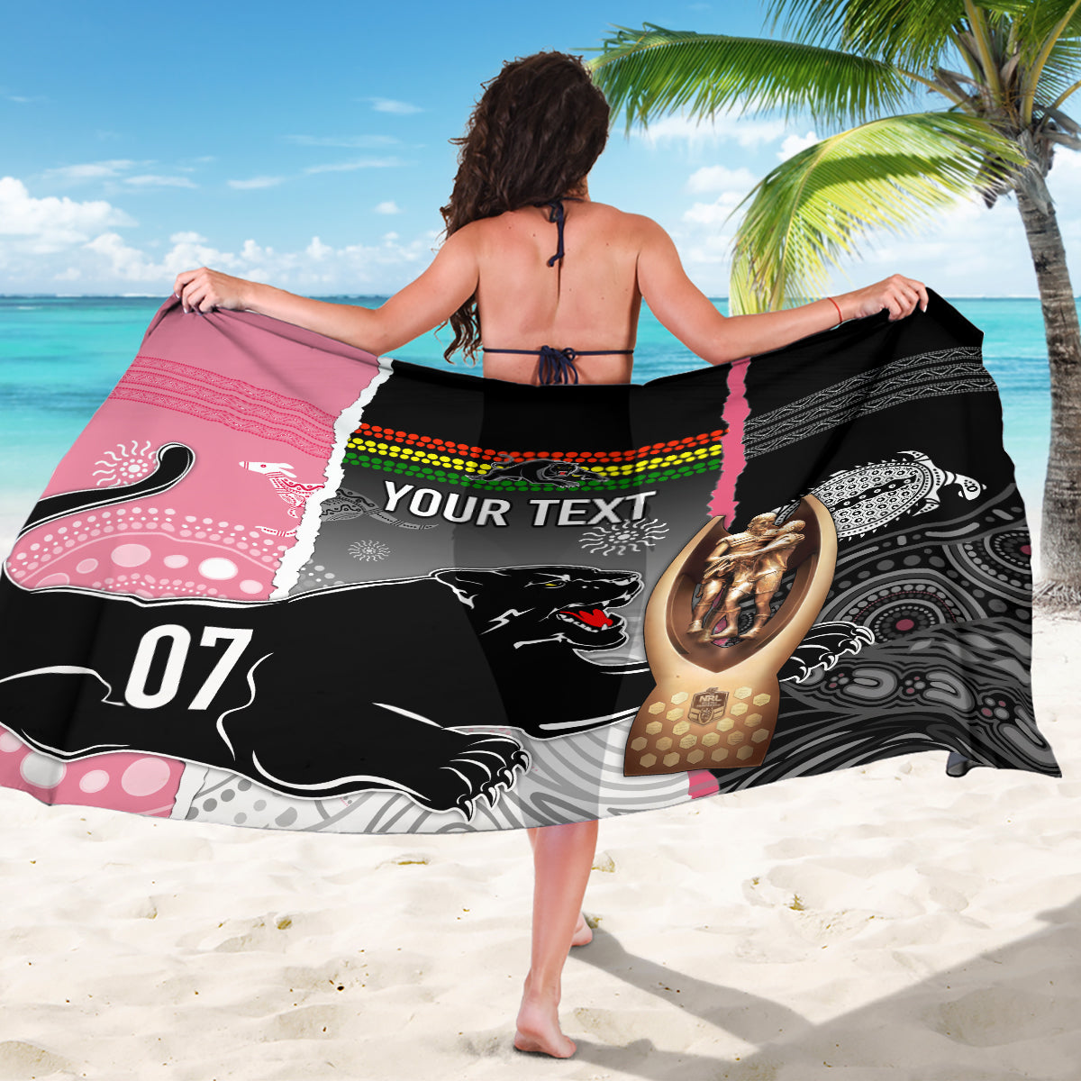 personalised-panther-rugby-nrl-premiers-sarong-panther-pride-black-pink-aboriginal-mix-art