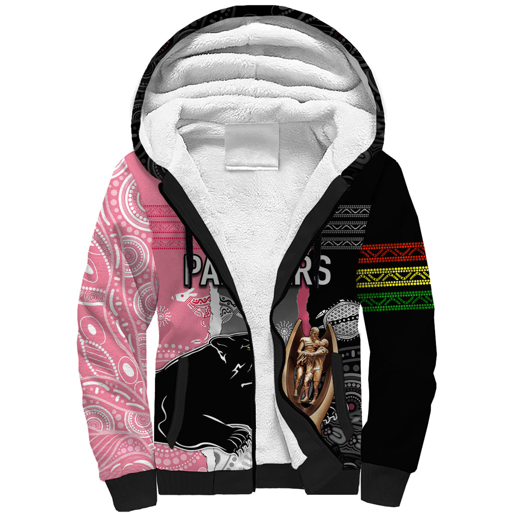 personalised-panther-rugby-nrl-premiers-sherpa-hoodie-panther-pride-black-pink-aboriginal-mix-art