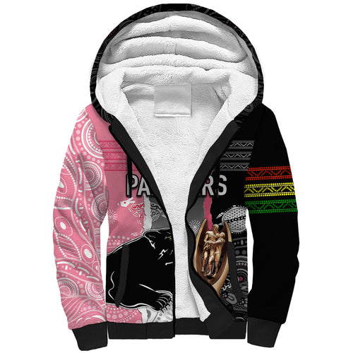 personalised-panther-rugby-nrl-premiers-sherpa-hoodie-panther-pride-black-pink-aboriginal-mix-art
