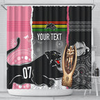 personalised-panther-rugby-nrl-premiers-shower-curtain-panther-pride-black-pink-aboriginal-mix-art