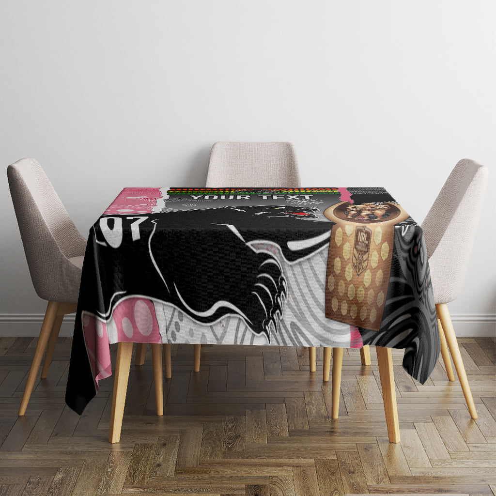 personalised-panther-rugby-nrl-premiers-tablecloth-panther-pride-black-pink-aboriginal-mix-art