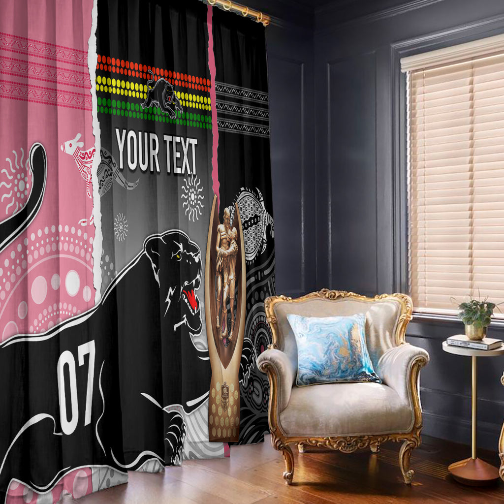 personalised-panther-rugby-nrl-premiers-window-curtain-panther-pride-black-pink-aboriginal-mix-art