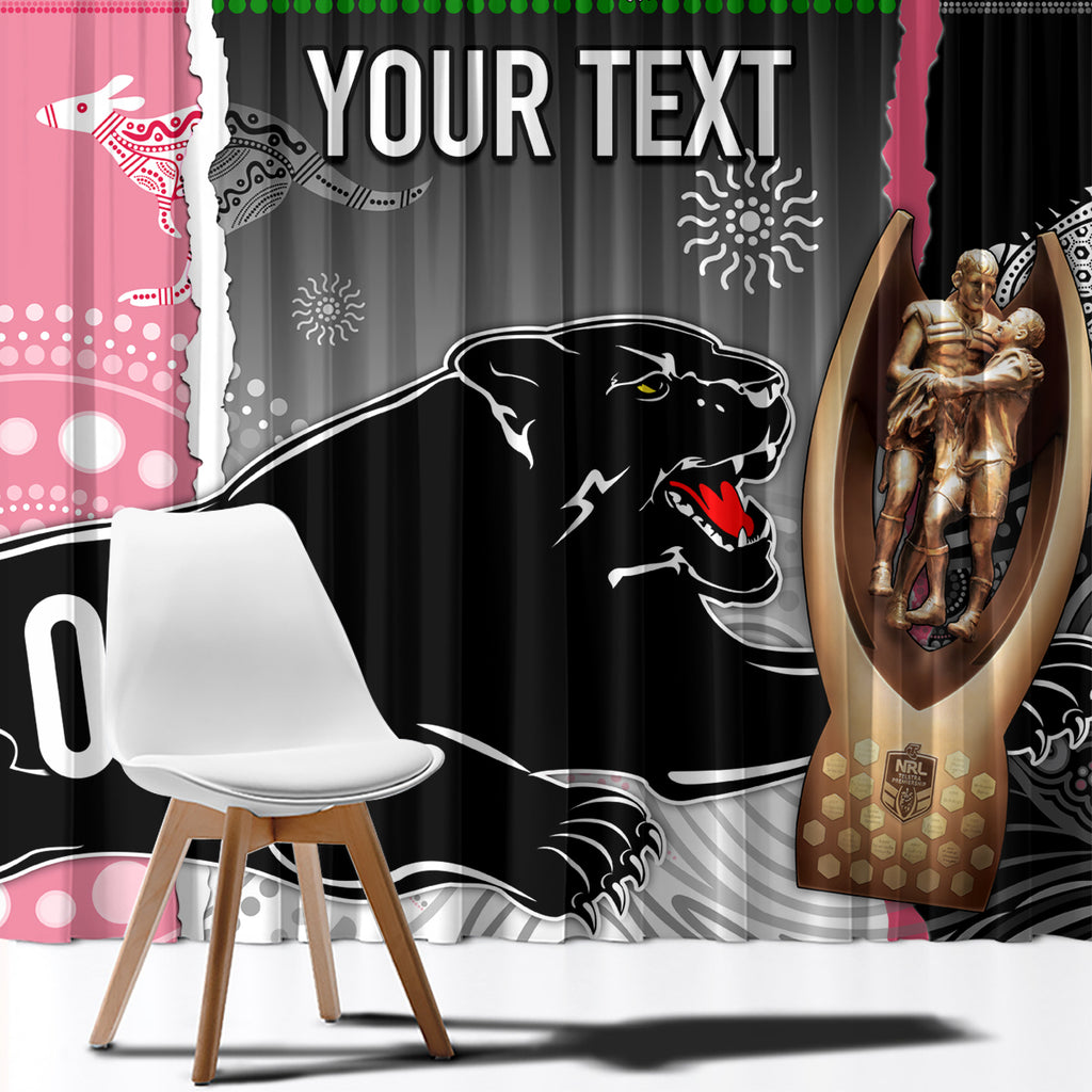 personalised-panther-rugby-nrl-premiers-window-curtain-panther-pride-black-pink-aboriginal-mix-art