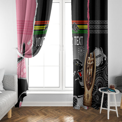 personalised-panther-rugby-nrl-premiers-window-curtain-panther-pride-black-pink-aboriginal-mix-art