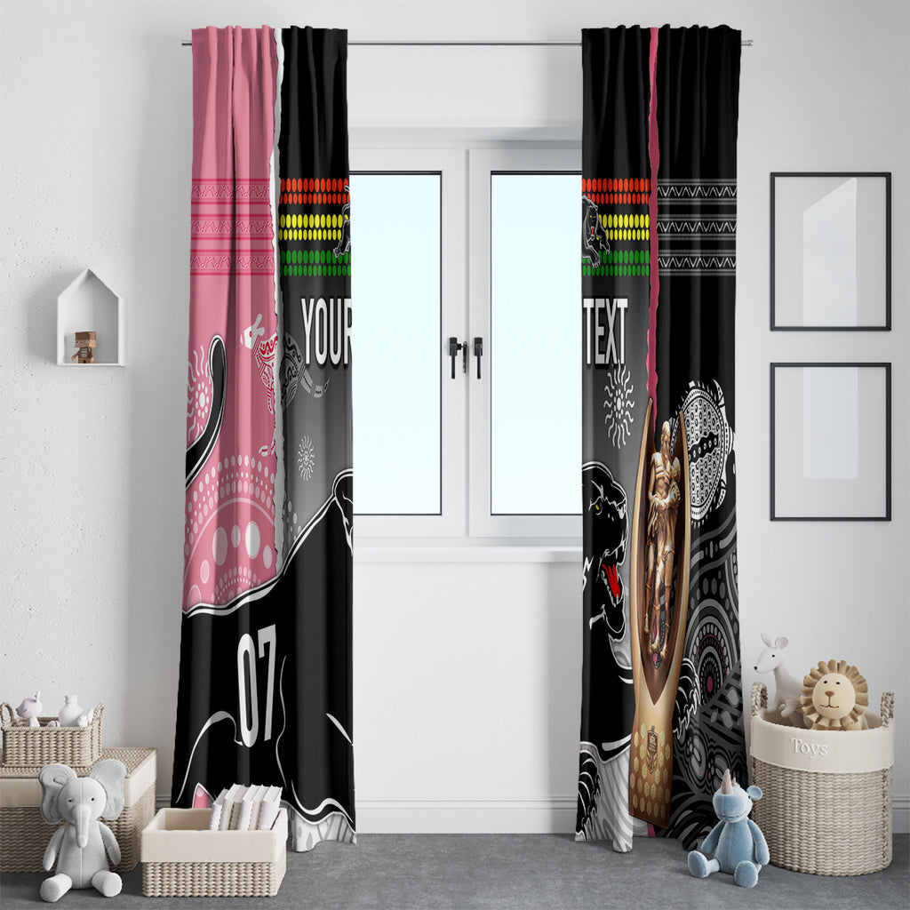 personalised-panther-rugby-nrl-premiers-window-curtain-panther-pride-black-pink-aboriginal-mix-art