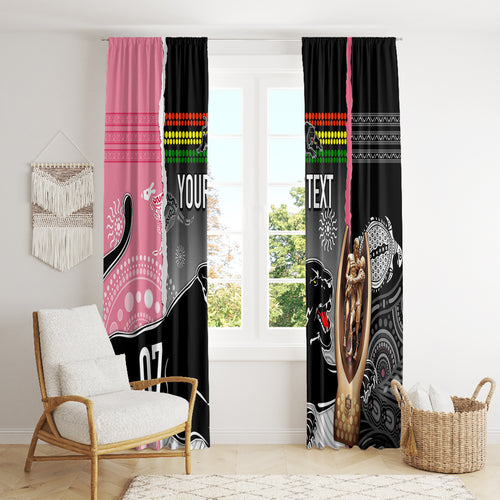 personalised-panther-rugby-nrl-premiers-window-curtain-panther-pride-black-pink-aboriginal-mix-art
