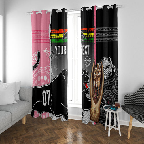 personalised-panther-rugby-nrl-premiers-window-curtain-panther-pride-black-pink-aboriginal-mix-art