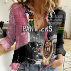 personalised-panther-rugby-nrl-premiers-women-casual-shirt-panther-pride-black-pink-aboriginal-mix-art