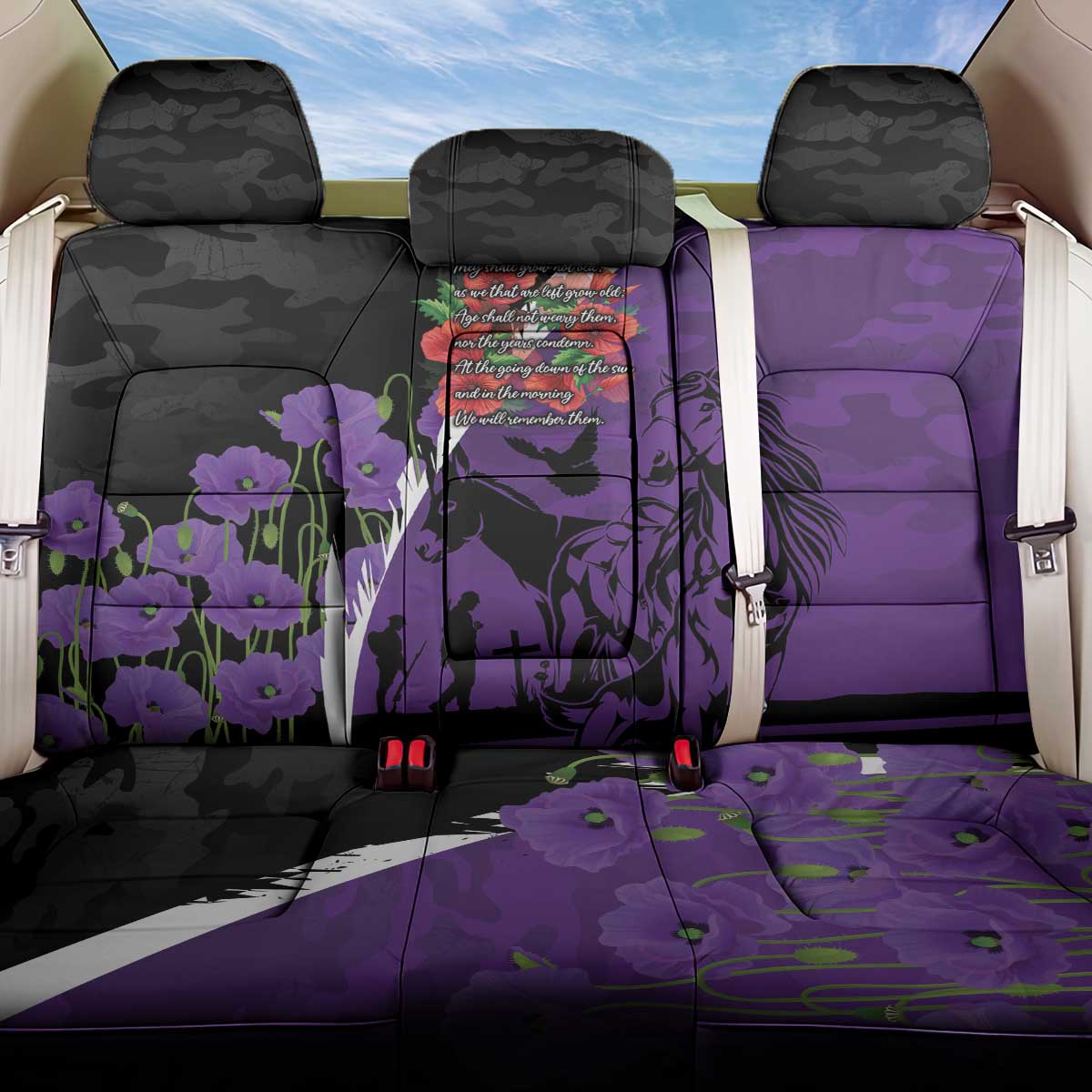 Australia ANZAC Day Back Car Seat Cover Animals of War - Lest We Forget