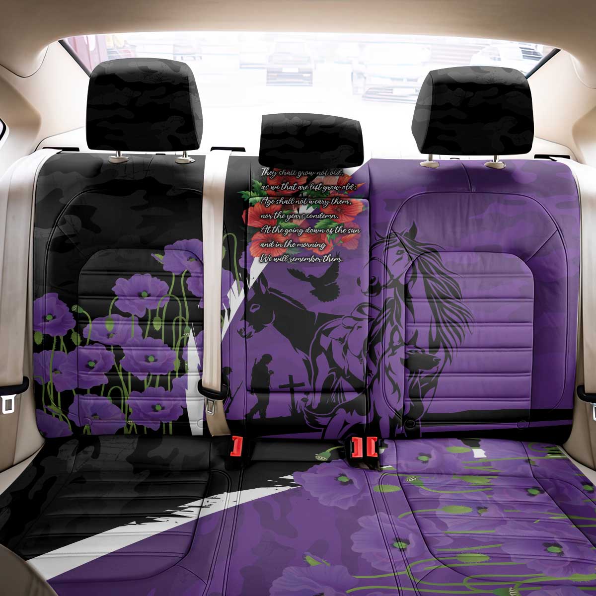 Australia ANZAC Day Back Car Seat Cover Animals of War - Lest We Forget