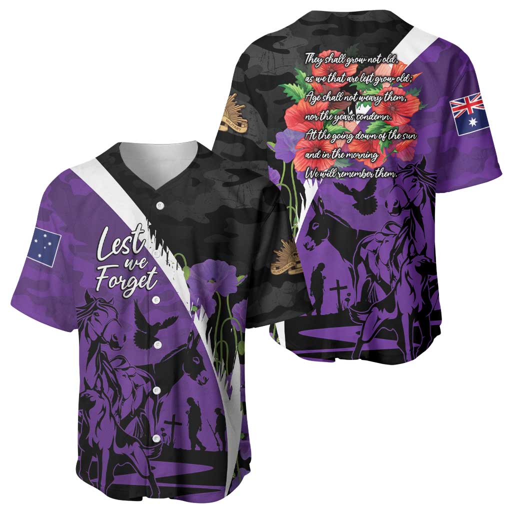 Australia ANZAC Day Baseball Jersey Animals of War - Lest We Forget