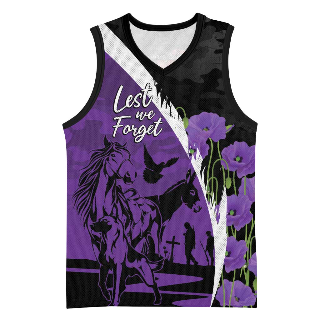 Australia ANZAC Day Basketball Jersey Animals of War - Lest We Forget