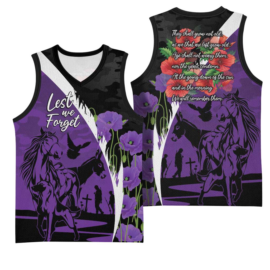 Australia ANZAC Day Basketball Jersey Animals of War - Lest We Forget